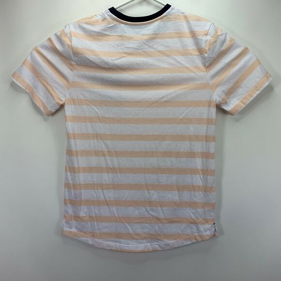 Sovereign Code Mens Mug Print Striped Short Sleeve T-Shirt Peach White M - Picture 2 of 4